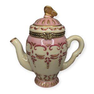 Vintage 1999 NWT A Special Place Ceramic Hinged Tea Pot Trinket Vessel w/Box 4"
